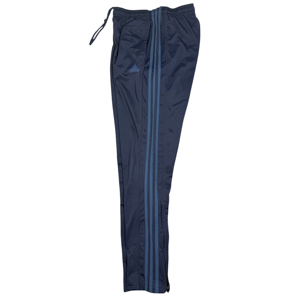 Adidas Track Pants Mens Medium Navy Blue Primegreen 3-Stripe Ankle Zip Joggers - Picture 5 of 12